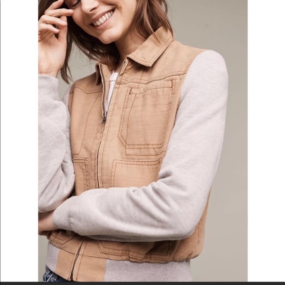 Anthropologie Hei Hei Excursion Bomber Jacket: Tan - Picture 3 of 13